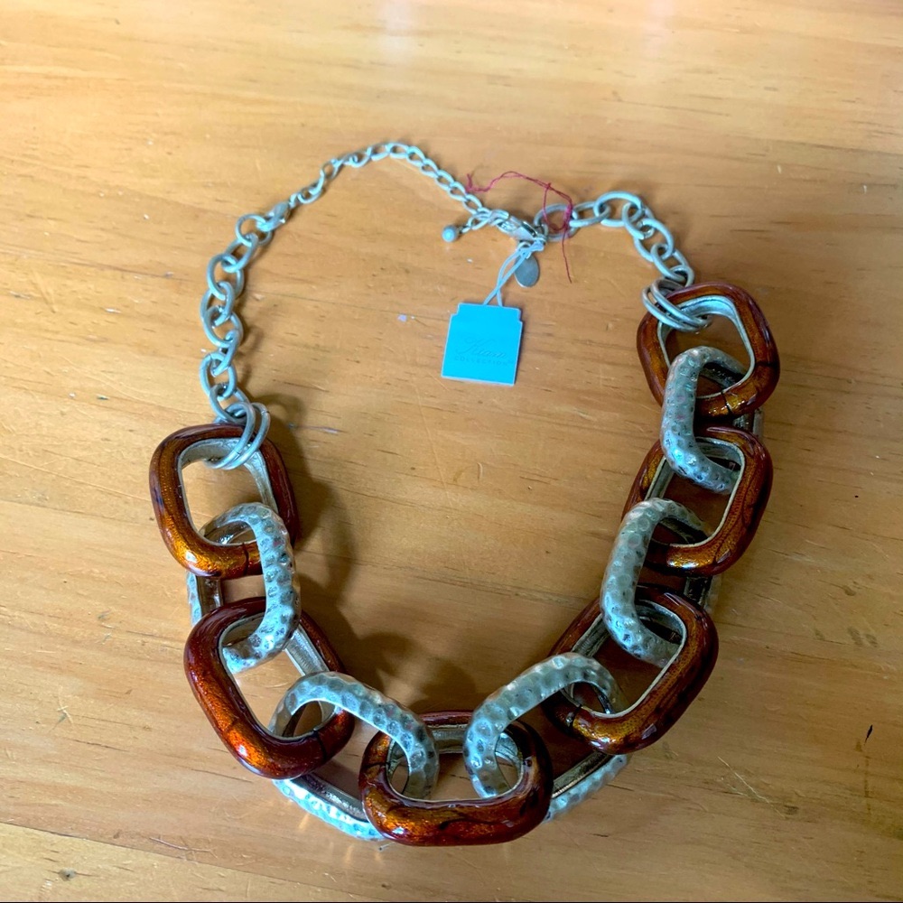 Brand New Lia Sophia Chain Link Enameled Necklace
